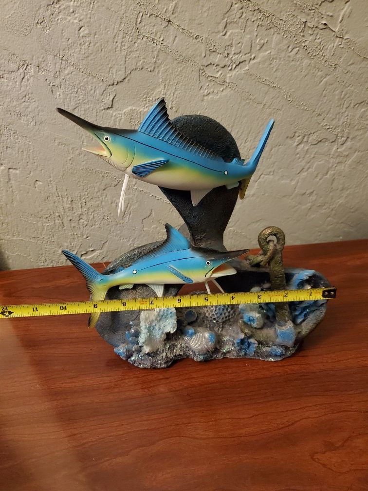 Fishes on propeller with glittery shells decor beach theme coastal nautical