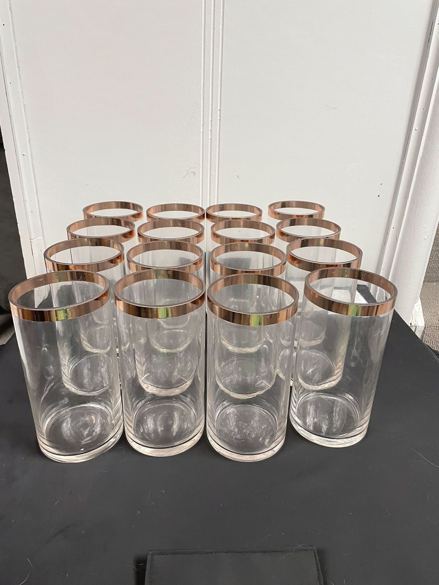 Wedding Glass Vases - Assorted Sizes - Rose Gold And Siler Trim