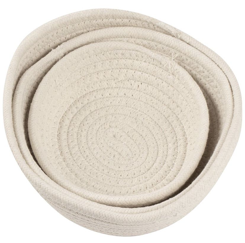 Woven Storage Baskets - 3-Pack Cotton Rope Baskets, Decorative Hampers, Collapsible Rope Storage Bins for Toys, Towels, Blankets, Nursery, Kids Room,