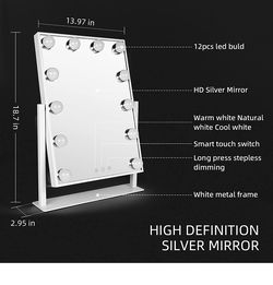 Light Up Vanity Makeup Mirror with Lights, Table Desktop Hollywood Led Makeup Mirror with Stand and Table Set Thumbnail