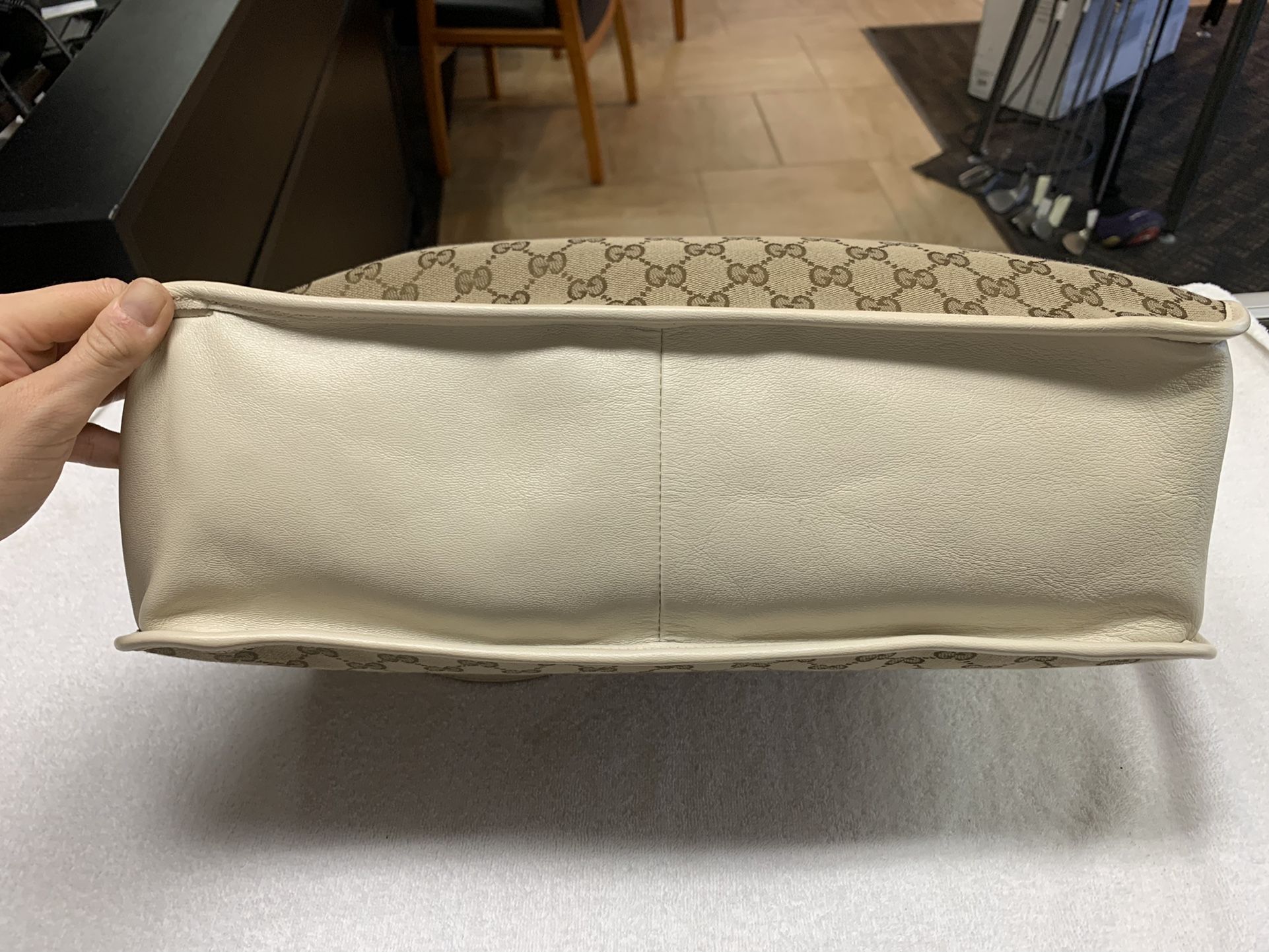 Gucci White GG Tote 1955 Horsebit