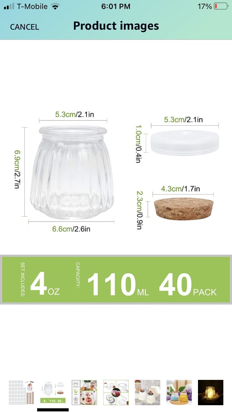 Mini Yogurt Jars 40 Pack, 4 oz Glass Pudding Favor Jars with Cork Lids and PE Lids, Glass Pudding jars, Glass Containers , Mason Jar Wedding Favors Ho
