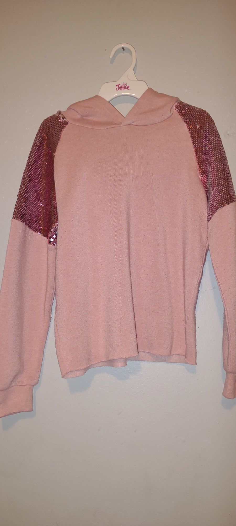 Girls Pink Sequin Hoodie