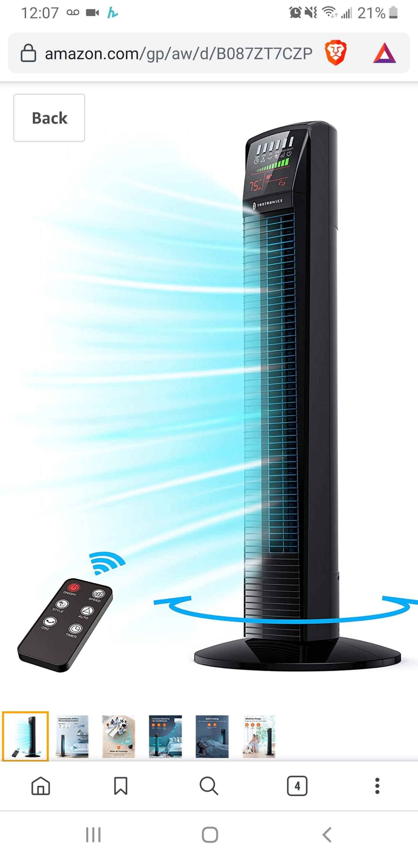 New in sealed box, Tower Fan Oscillating Fan Powerful Floor Fan with Remote and Large LED Display, 9 Modes, Easy Clean, Up to12H Timer Bladeless Fan