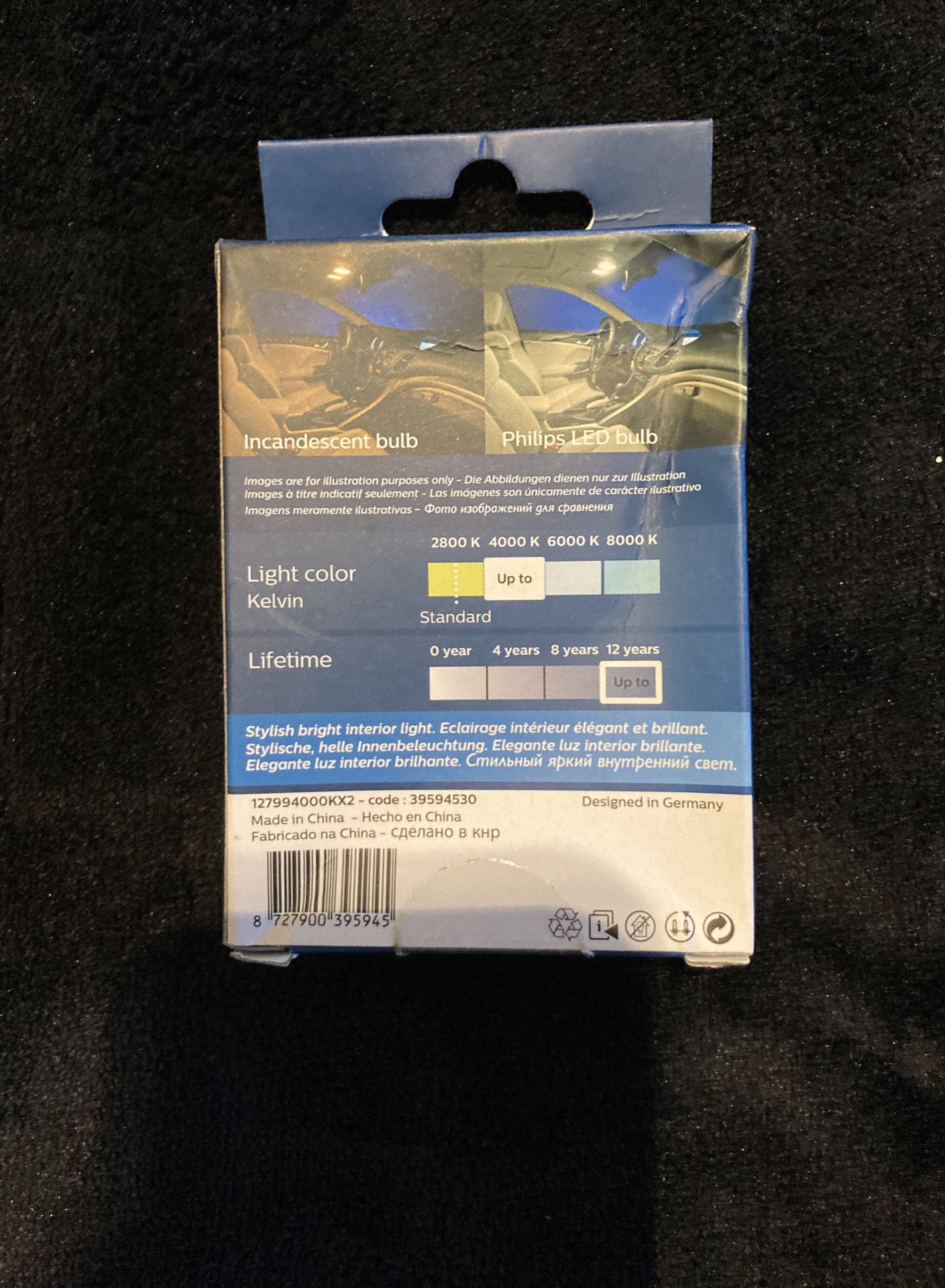 Philips LED T10 Bulb (W5W) 4000k Warm White, Pack Of 2