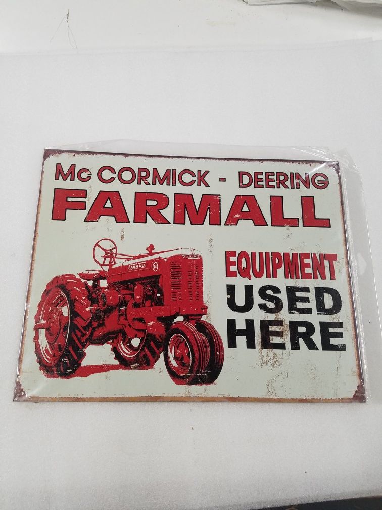 Farmall farm tractor equipment metal sign