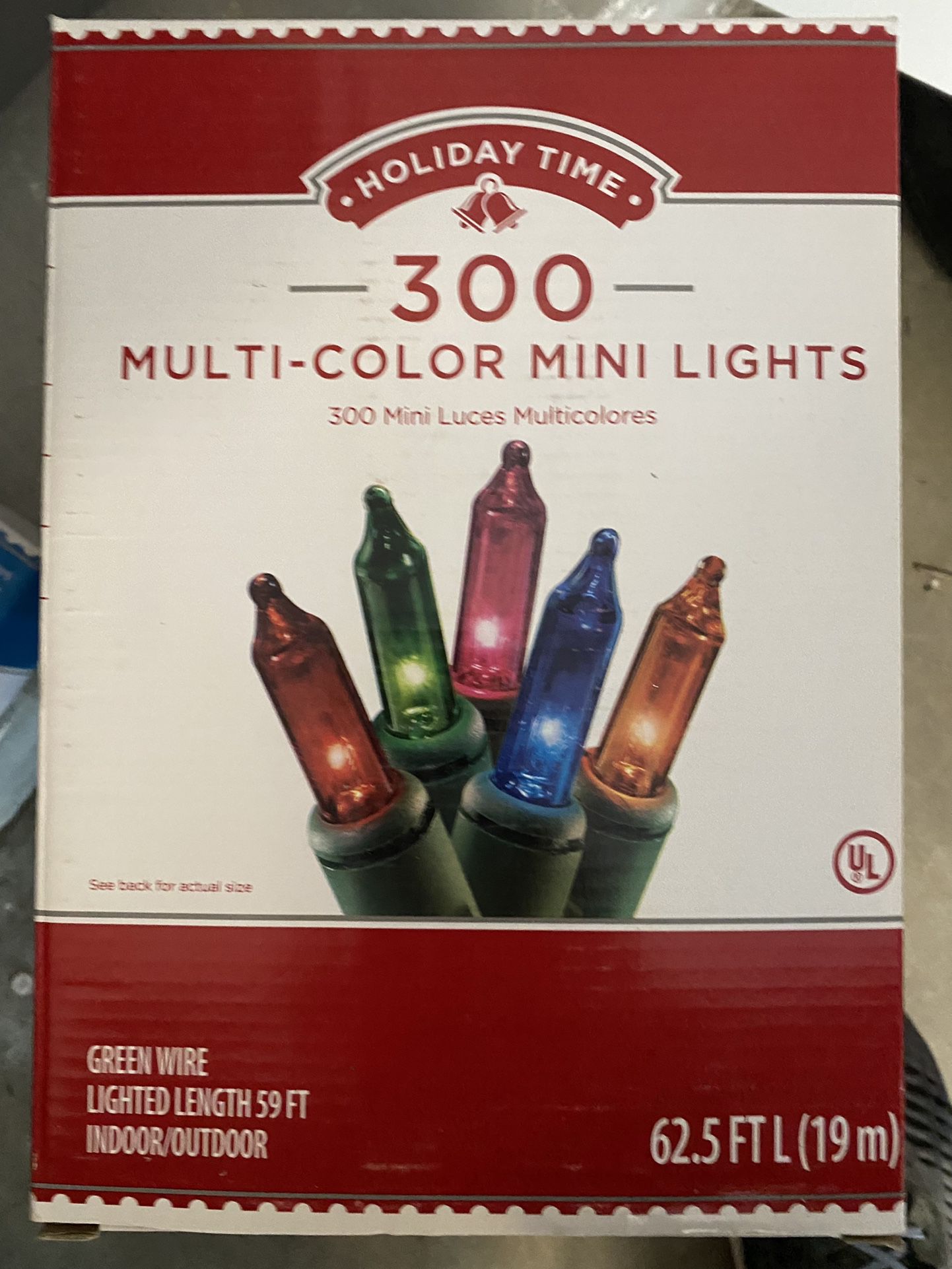 Holiday Time 300 Multi-color Mini Lights Green Wire Indoor/Outdoor NIB