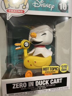 GLOW Zero in Duck Cart Funko Pop *MINT* Hot Topic Exclusive GITD Disney Nightmare Before Christmas Train 10 with protector NBC Thumbnail