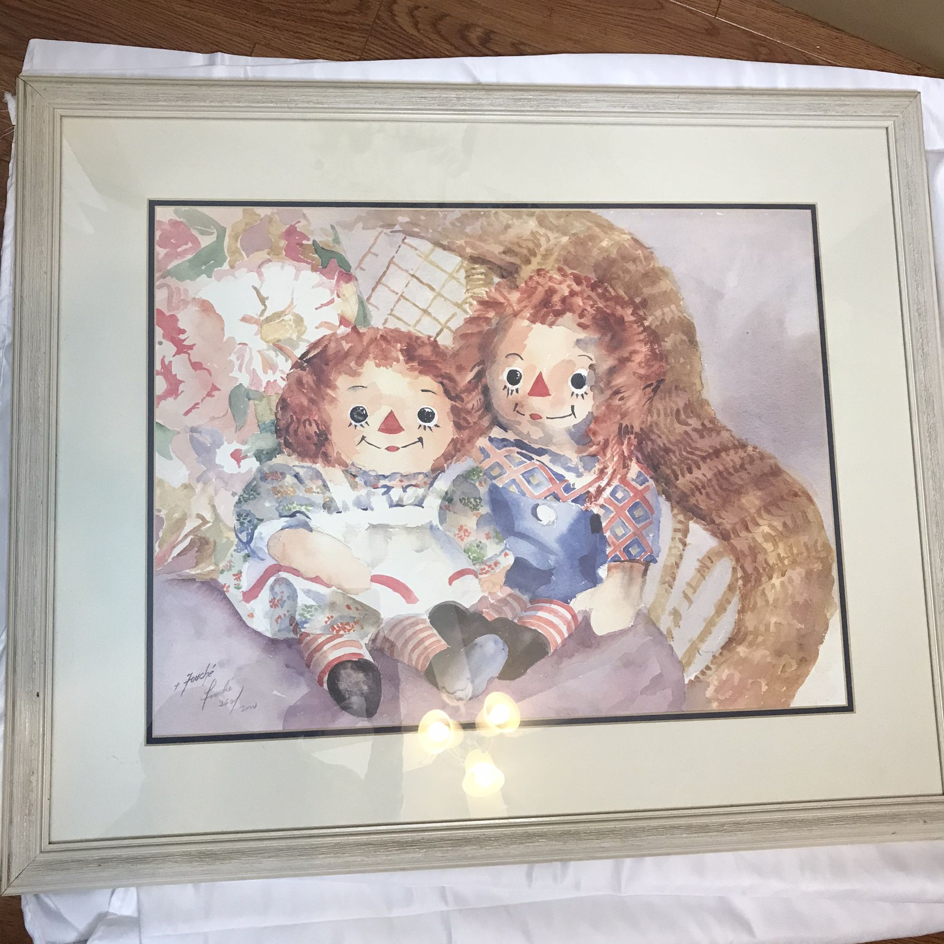 Raggedy Ann & Andy framed artwork