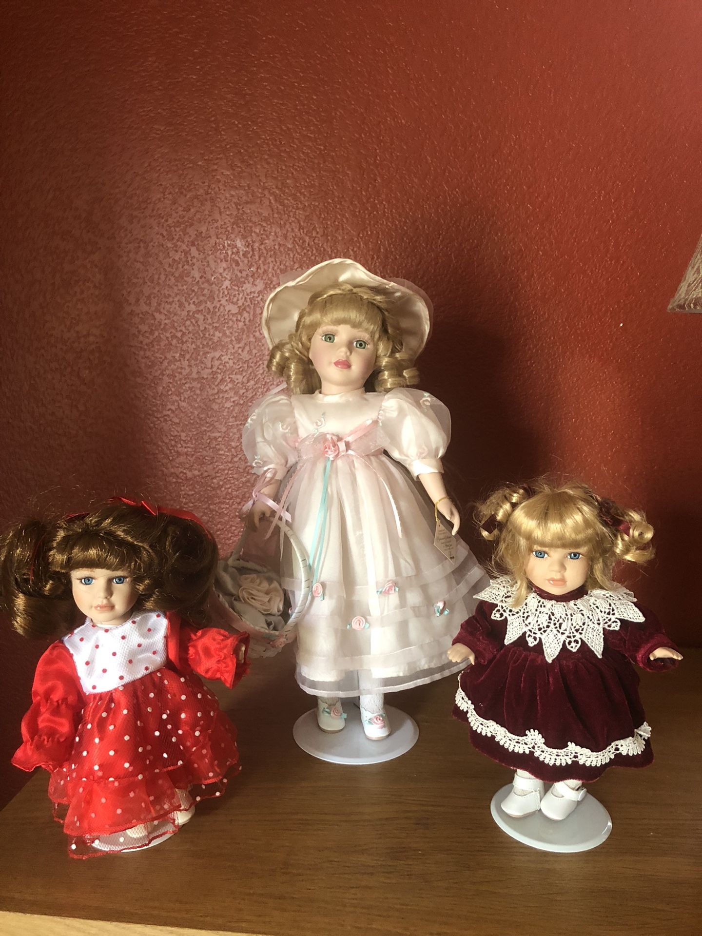 Porcelain Dolls 16 “ and 6” tall