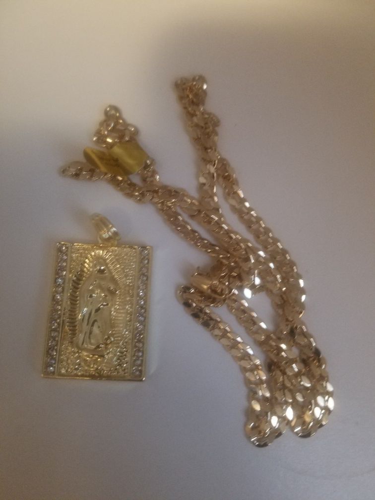 Necklace Men's gold-plated hip hop iced Brock Virgin Mary pendant