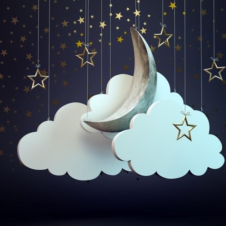 7x5ft Newborn 3D Moon Photo Props Cloud Background for Picture Child Star Photo Booth Props for Photographers