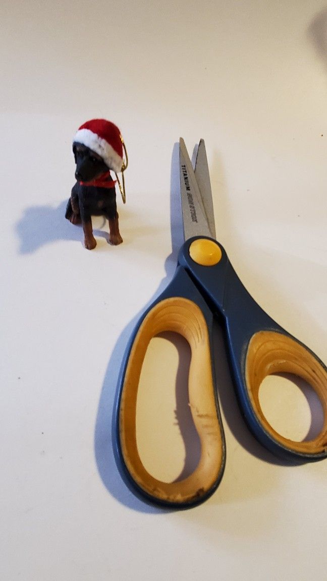 So Cute!! Tiny Guard Dog Wearing Santa Hat Figurine!!