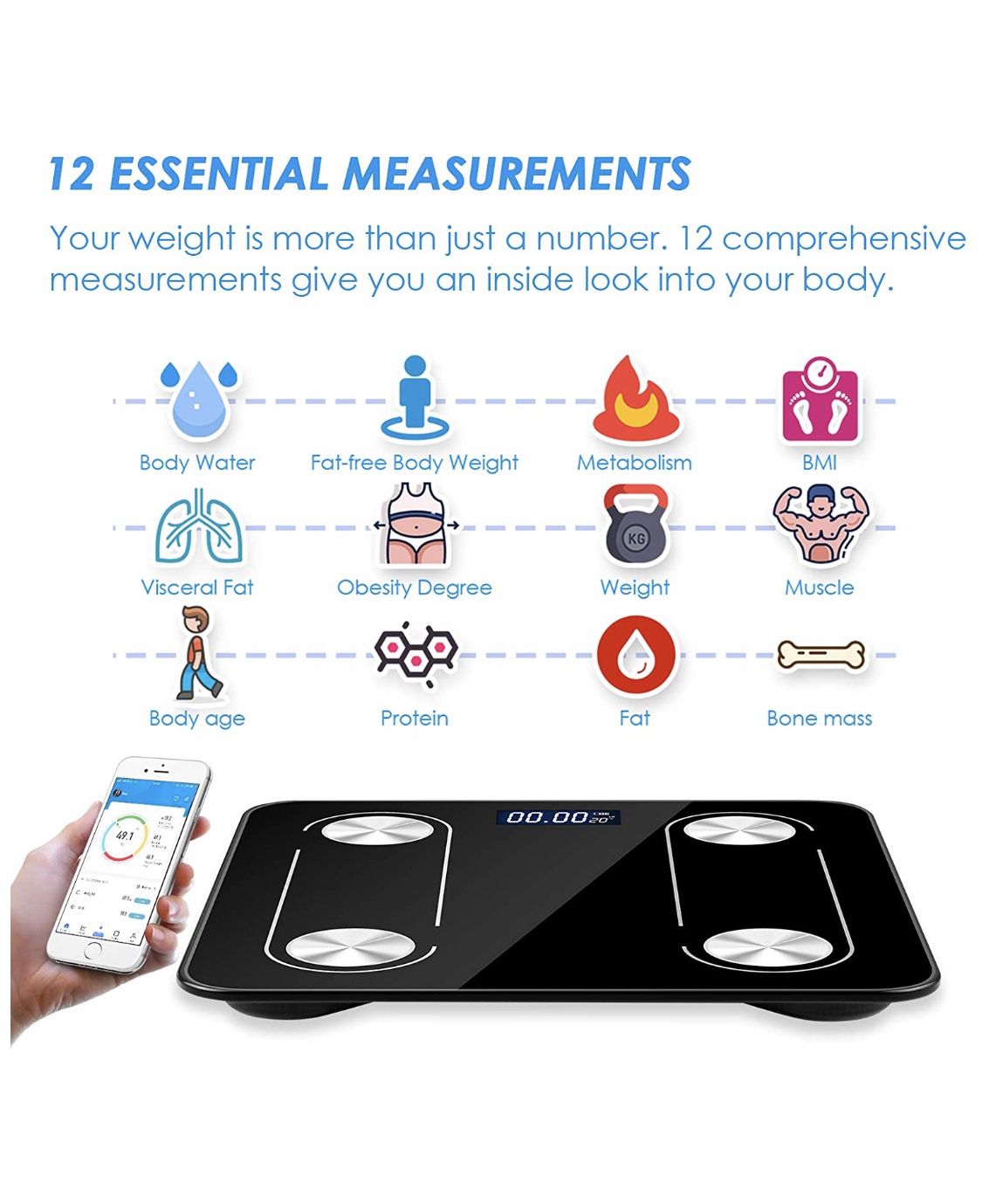 Digital Weight Scale Bathroom Body Fat Scale Smart 