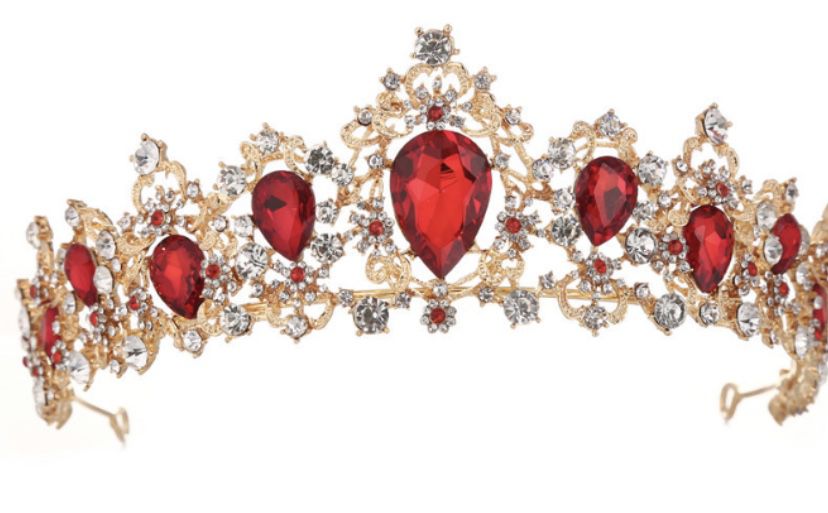 Red Crystal Princess Tiara Rhinestones Like Diamonds With Matching beautiful Earrings. In Its Case New Never Use Pd $139.00 