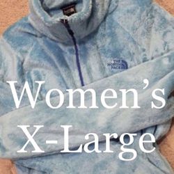 North Face / Soft Cozy Fuzzy Fleece Sweatshirt Jacket Coat / SIZE: Women's X-Large / Brand New w/o Tags! / Baby Blue Dream Thumbnail