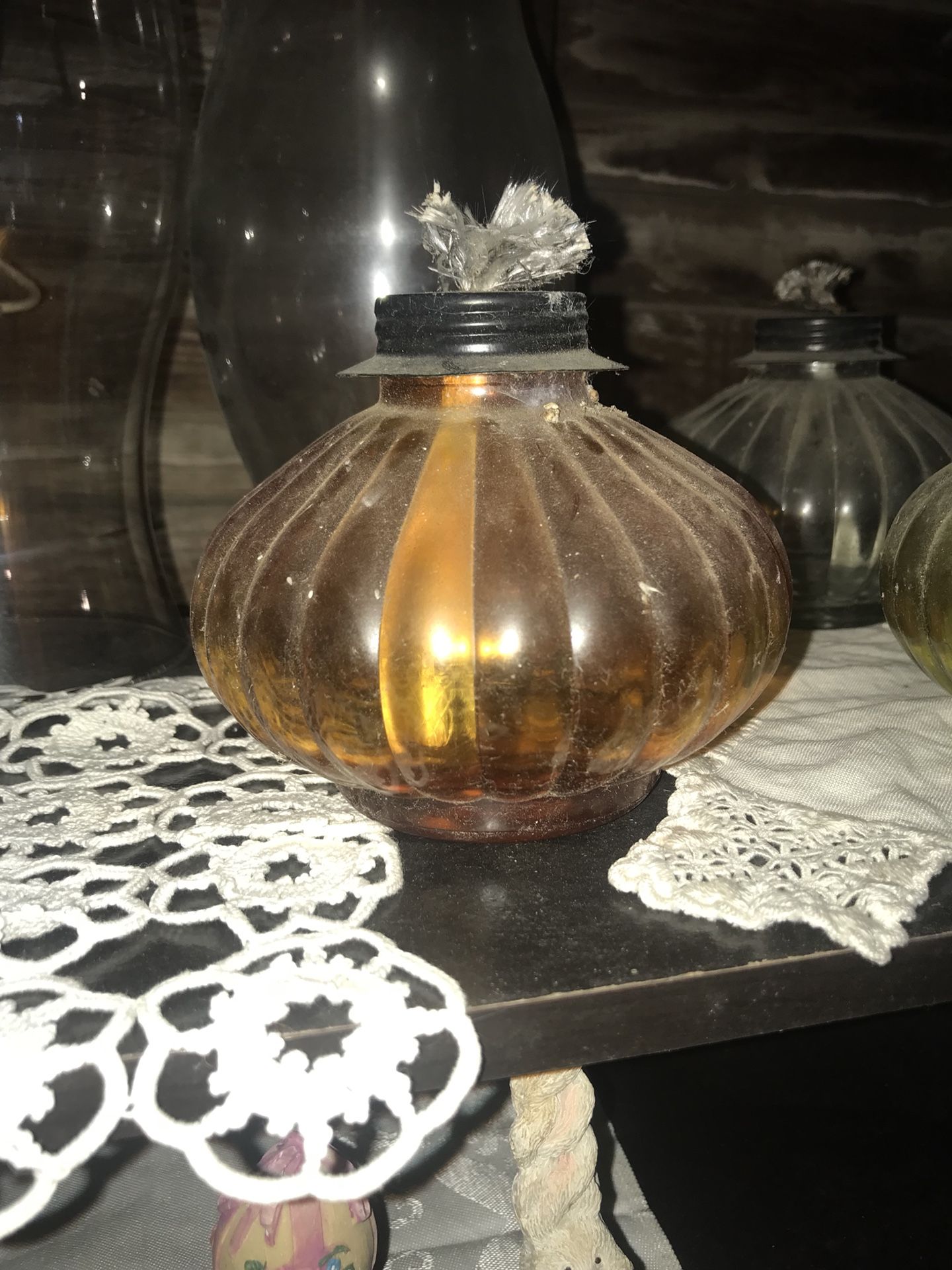 Medium size vintage hurricane lamps ALL