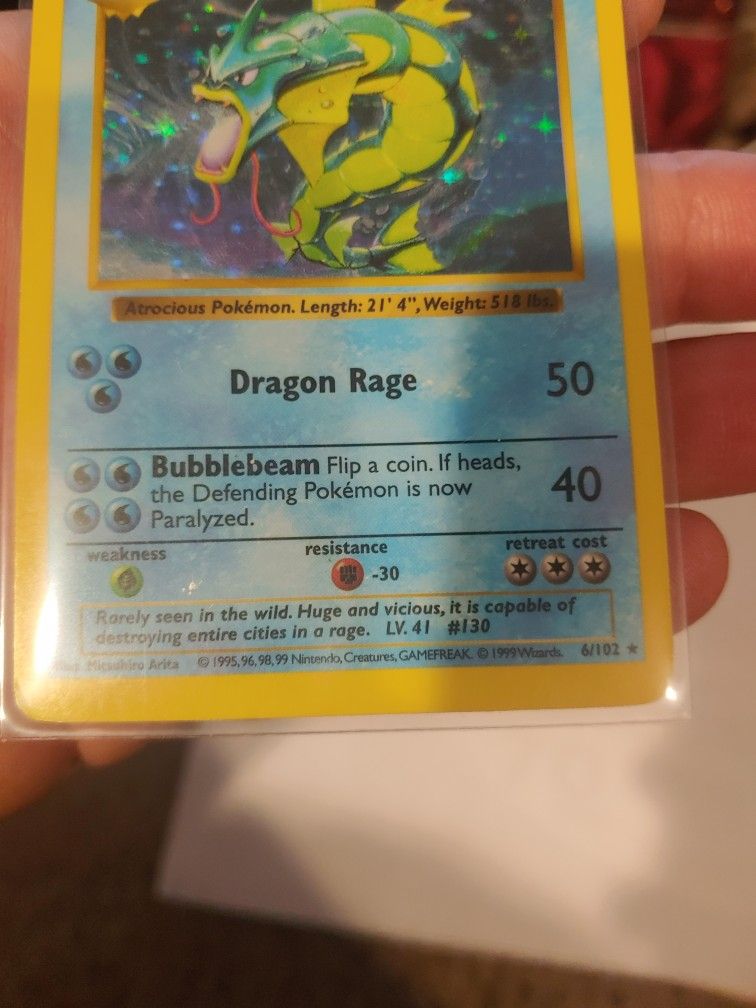 Pokemon Base Set Shadowless Gyarados Holo 6/102.