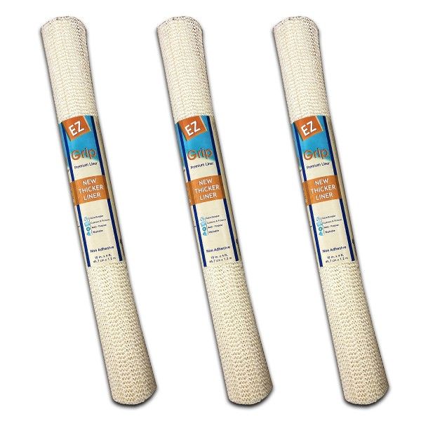 Premium Grip Shelf Liner (18"x4ft) Kitchen Drawer Cabinet Non-Adhesive - 3 Rolls