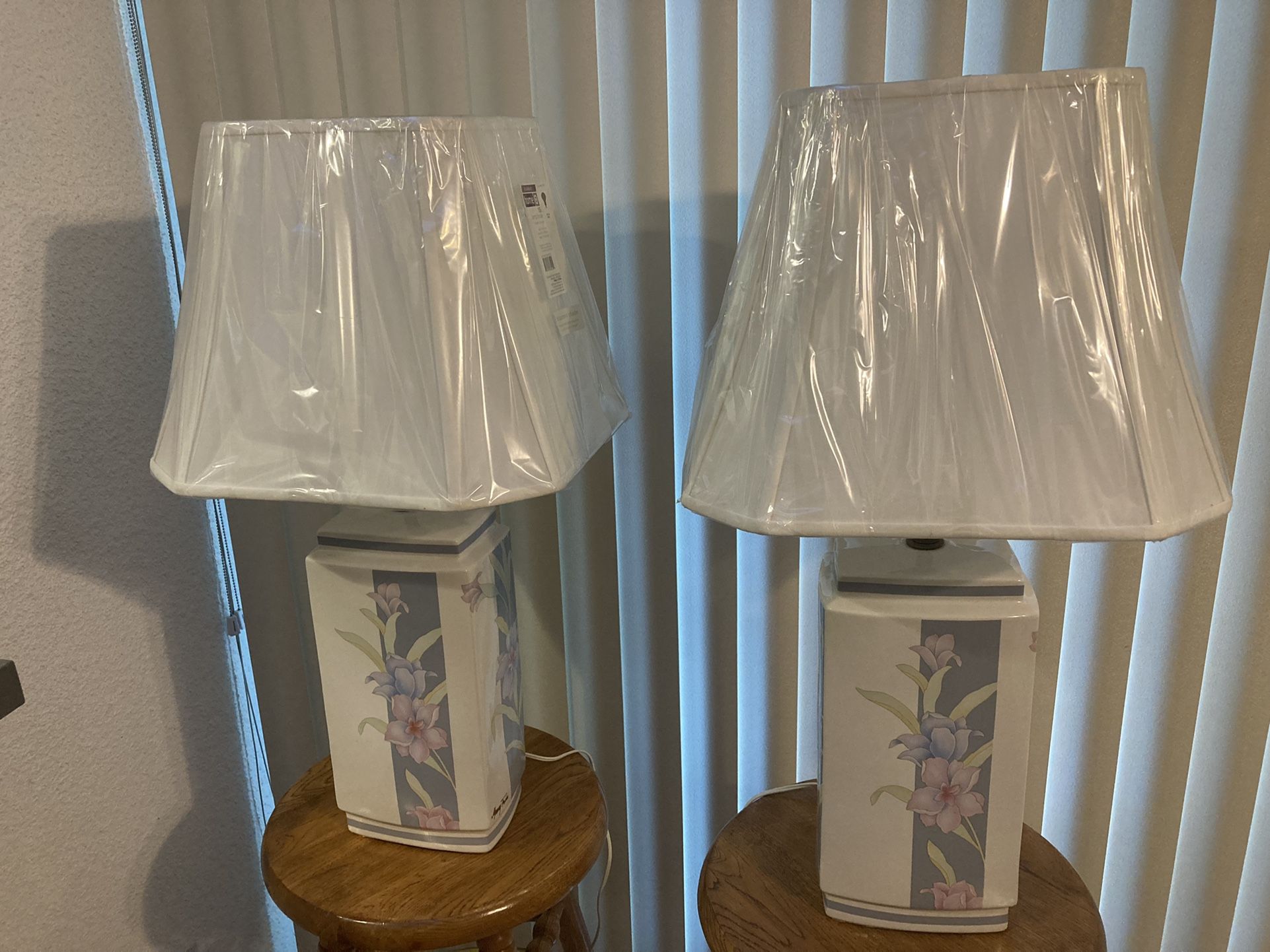 PAIR ART DECO DESIGNER MRRAY FEISS TABLE LAMPS/OBLONG NEW SHADES 3 WAY SWITCH