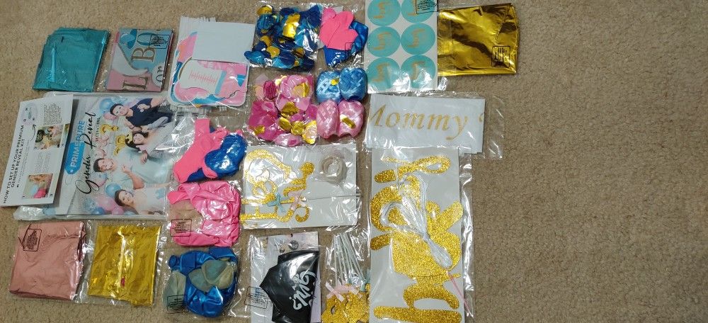Baby Gender Reveal Party Supplies and Decorations (111 Piece Premium Kit) Pink and Blue Balloons, 36 inch Gender Reveal Balloon, Boy or Girl Banner