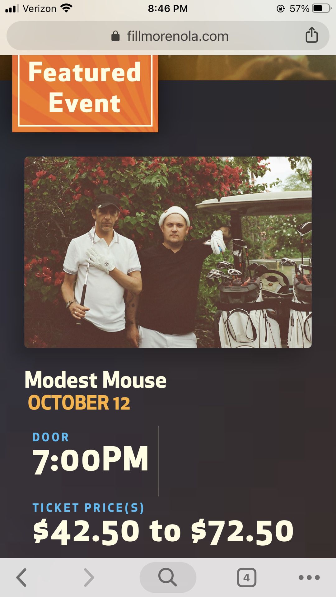 Modest Mouse Concert Tickets October 12
