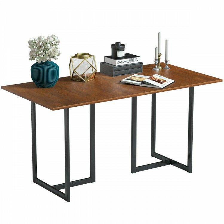 Métal Fráme Woòd Top Console Dining Tablê Rectangular Kitchen Tablê