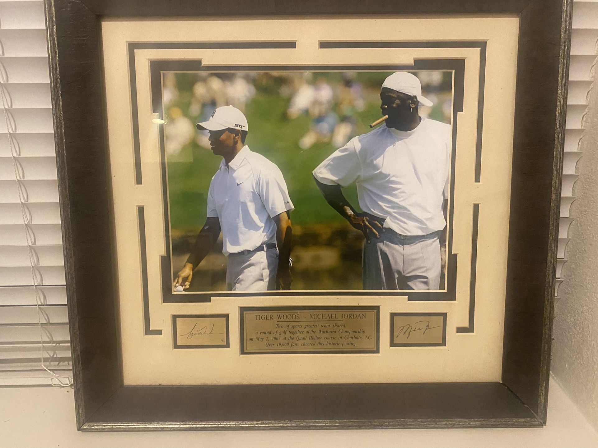 Michael jordan And Tiger Words Framed Photo With Inscribed Signatures
