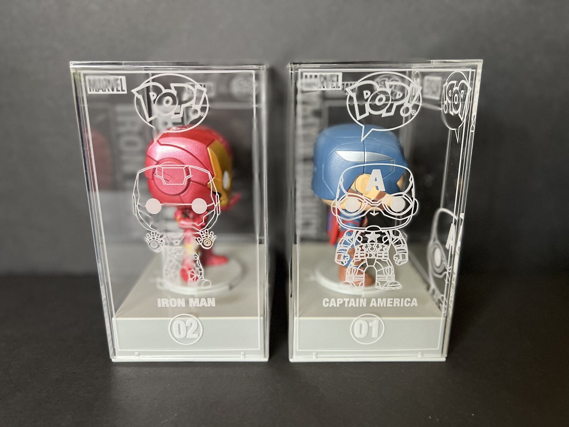 Funko Pop! Captain America Die-Cast #01 Funkon Exclusive & Iron Man Die-Cast #02