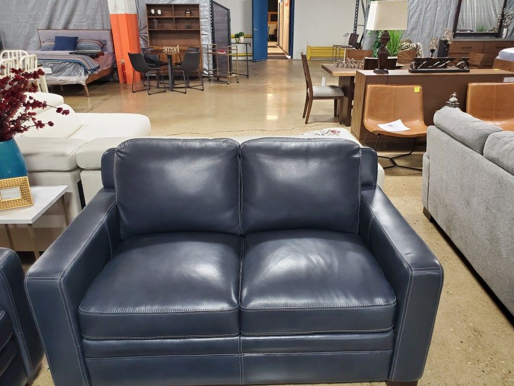 chanton leather sofa blue