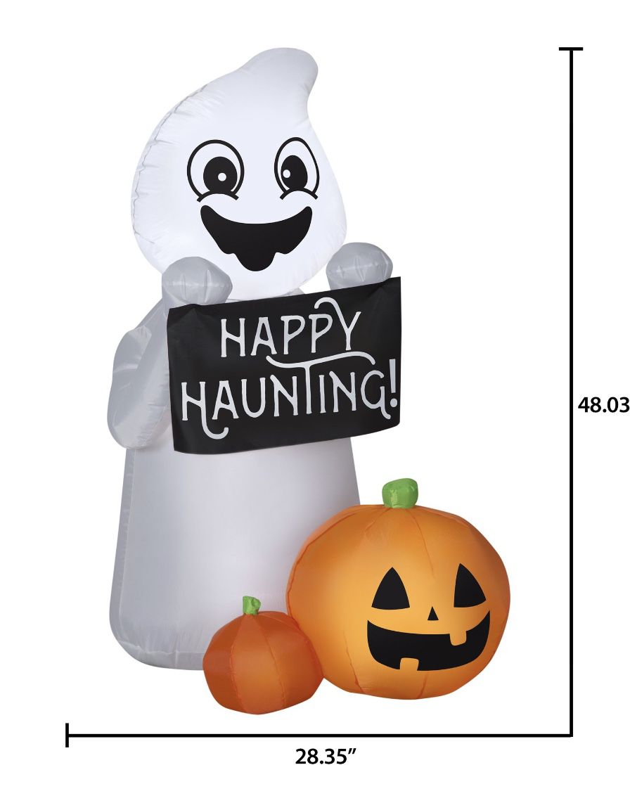 Happy Haunting Ghost With Pumpkin LED Inflatable Decoration 
