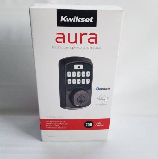Kwikset Aura Bluetooth Programmable Keypad Door Lock Deadbolt Featuring SmartKey Security, Venetian Bronze, New, Price Is Not Negotiable 