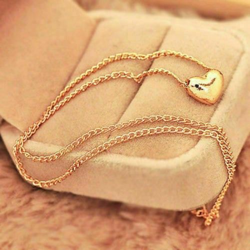 Fashion Women Gold Plated Heart Bib Statement Chain Pendant Necklace Jewelry