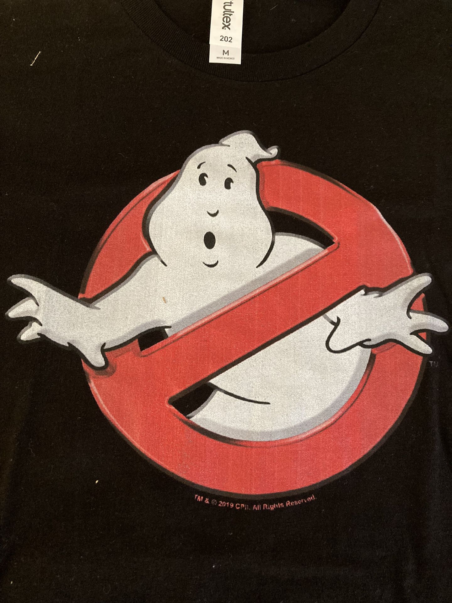 Brand New Ghost Busters Movie Logo On Front Black Tee Shirt Size Medium 