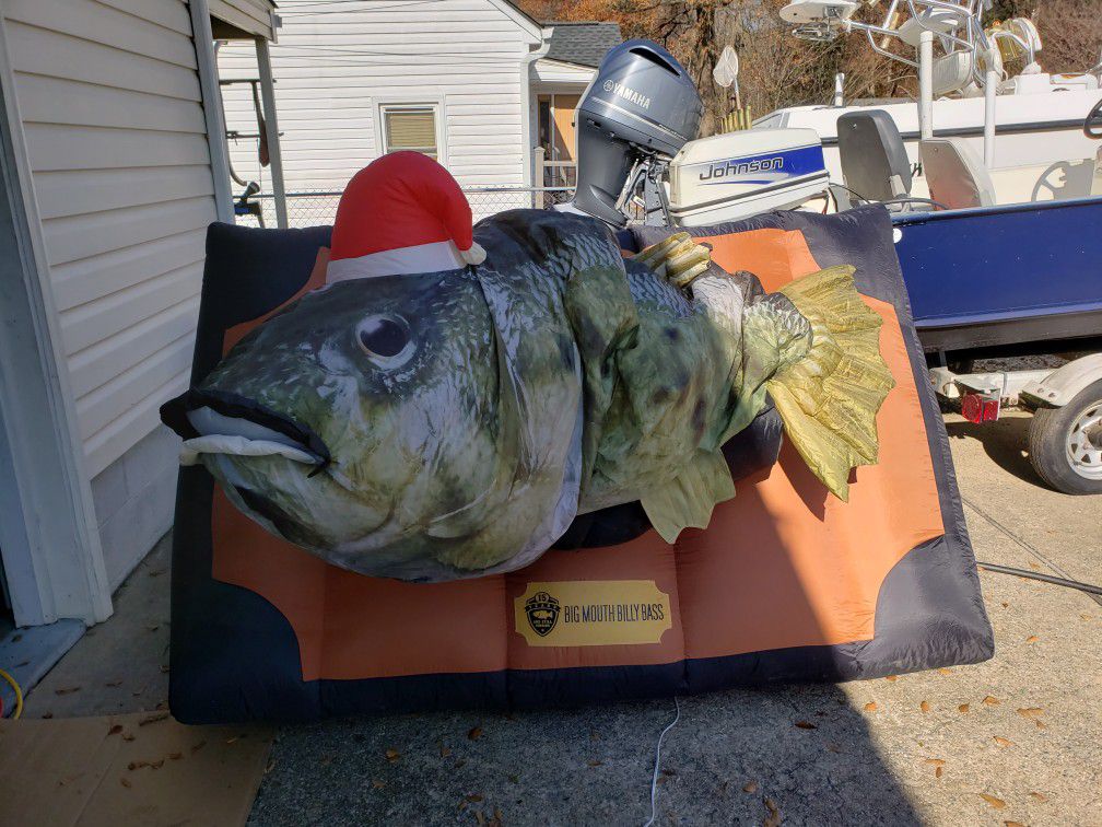 Fishing Fisherman's Lake House Christmas Gemmy Billy Bass Airblown Inflatable 