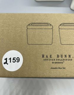 Rae Dunn Jewelry Box Set Of 2 Wedding Ring Boxes Stash Trinket Organizers #2159 Thumbnail