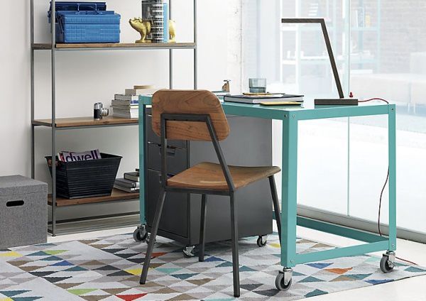CB2 Go-Cart Aqua Rolling Desk