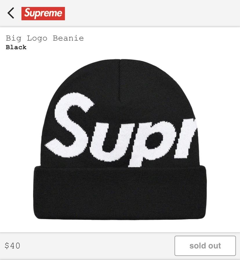 Supreme Black Big Logo Beanie (FW21)