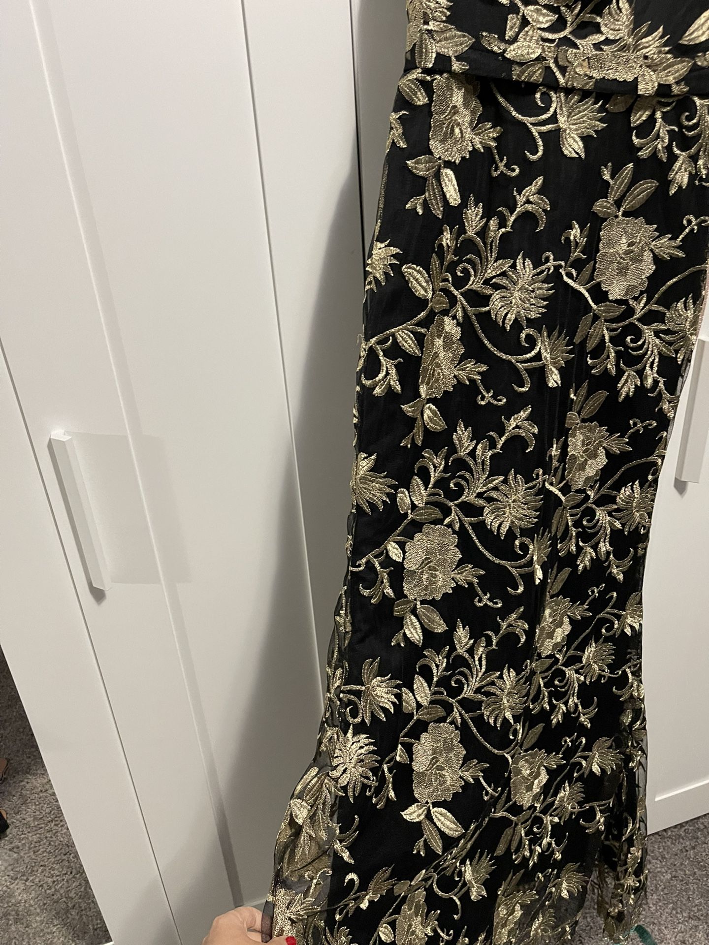 Occasion Dress With Gold Embroidery