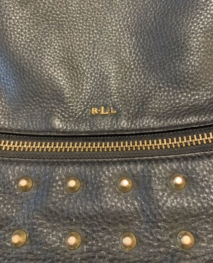 Lauren Ralph Lauren Arley Blaine Studded Leather Backpack Black