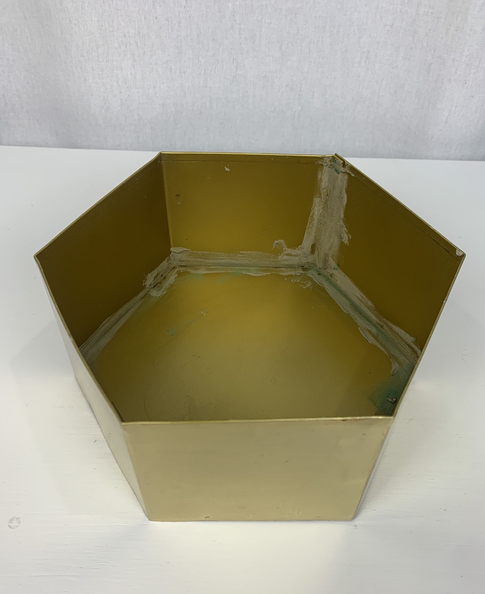 7 Gold Metal Hexagon Flower Pots