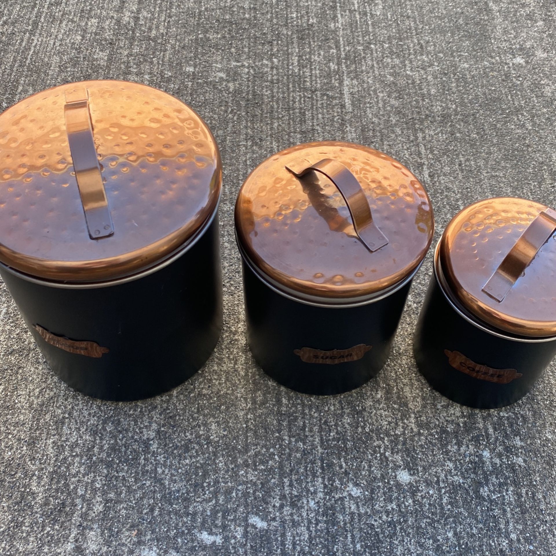 Coffee Sugar Flour Canisters 3 Set Like New