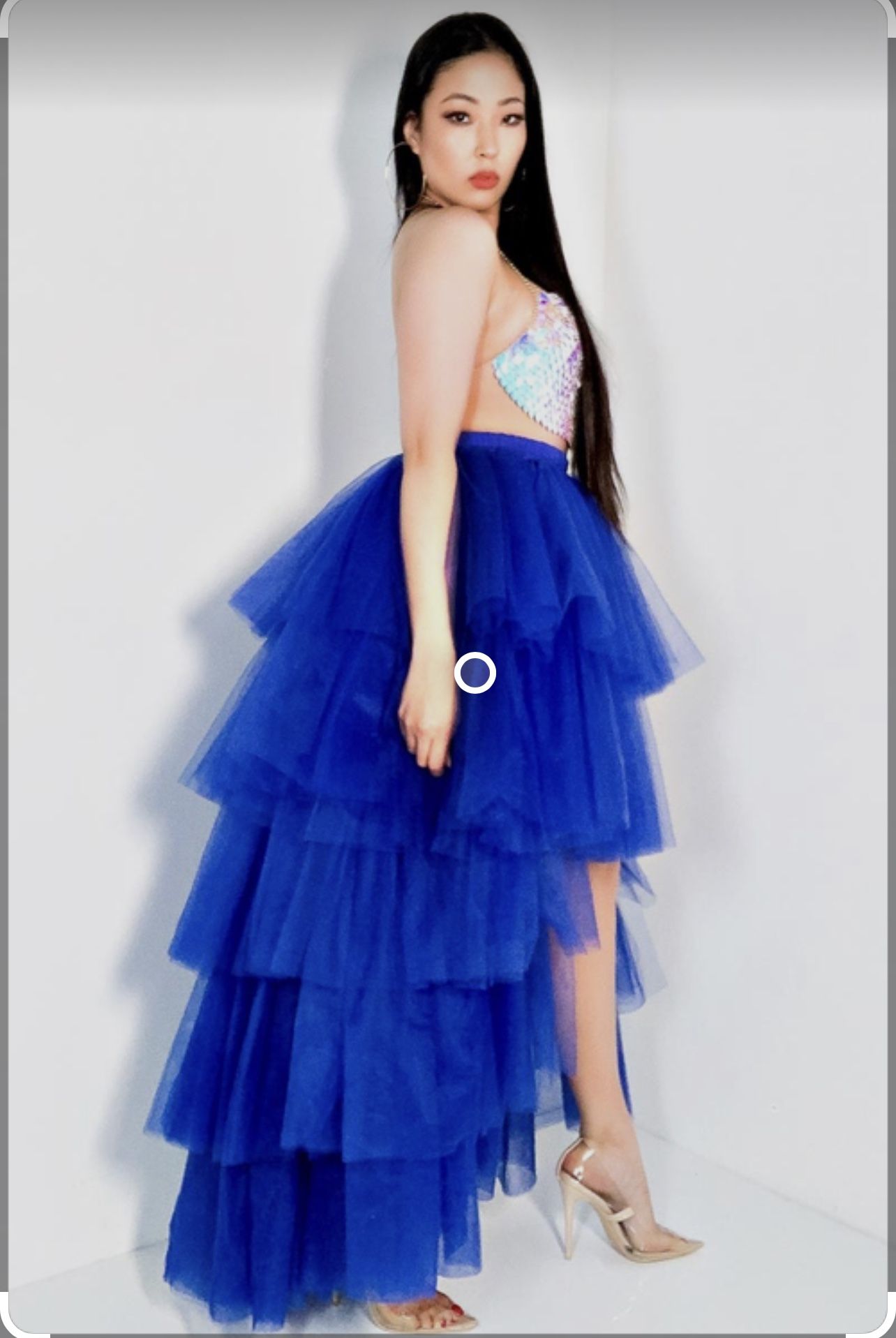 Shop Akira Royal Blue Tulle Skirt