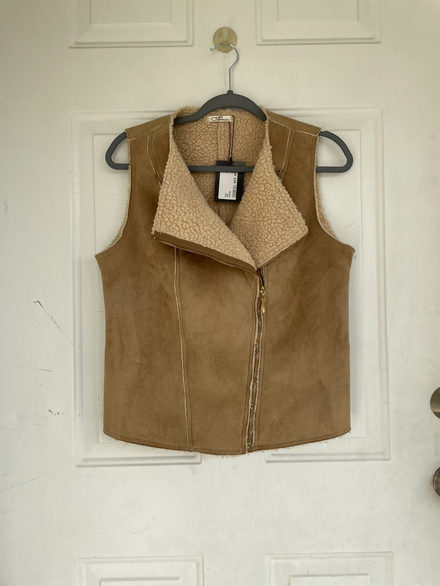 Carmin Faux Fur Faux Shearling Suede Vest