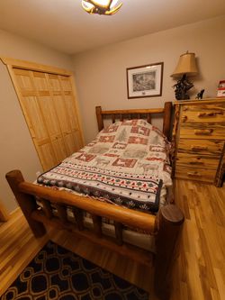 Full Size Log Bed Frame W/mattress Set Thumbnail