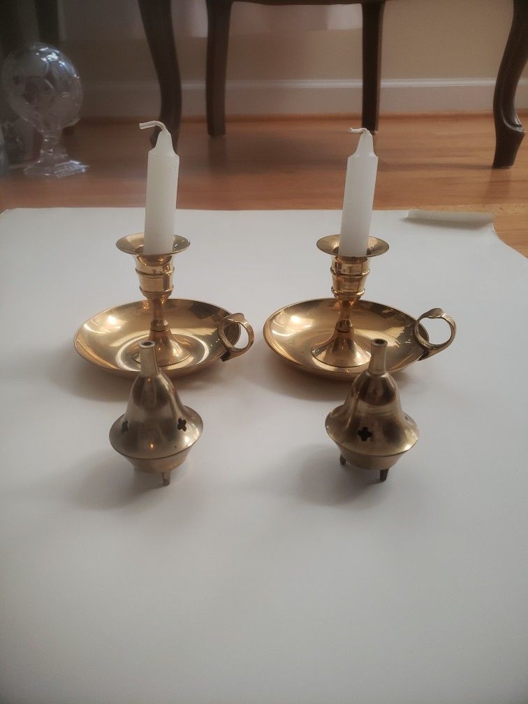 Brass Candle Holder And Incense Burner