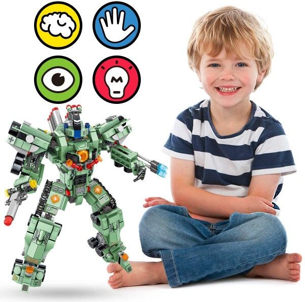 PANLOS STEM Robot Building Toys Engineering Building Bricks Military Strategic Tank Vehicles Kit Building Blocks for Kids 6 Years Old or Older Tight F