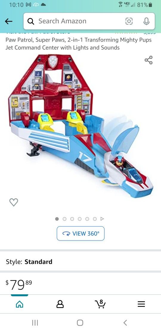 Paw Patrol, Super Paws, 2-in-1 Transforming Mighty Pups Jet Command Center with Lights and Sounds