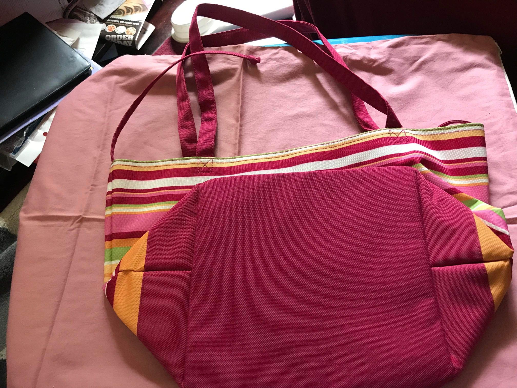 LANCÔME COLORFUL STRIPED SHOULDER TOTE BAG ~ NEW WITHOUT TAG