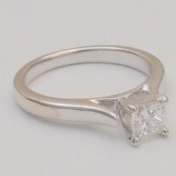 0.35ct Princess Cut Diamond Solitaire Engagement 14K White Gold Ring Sz 4.5 Thumbnail